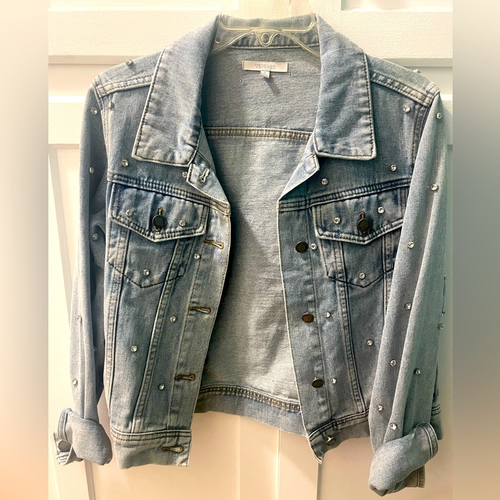 Jean jacket with jewels. Adorable for anytime of year! Size small